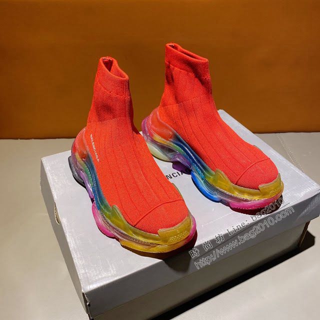 Balenciaga經典款男女鞋 巴黎世家頂級版本Triple-s高幫襪子鞋 巴黎世家復古做舊慢跑鞋 Balenciaga情侶款老爹鞋  hdbl1184
